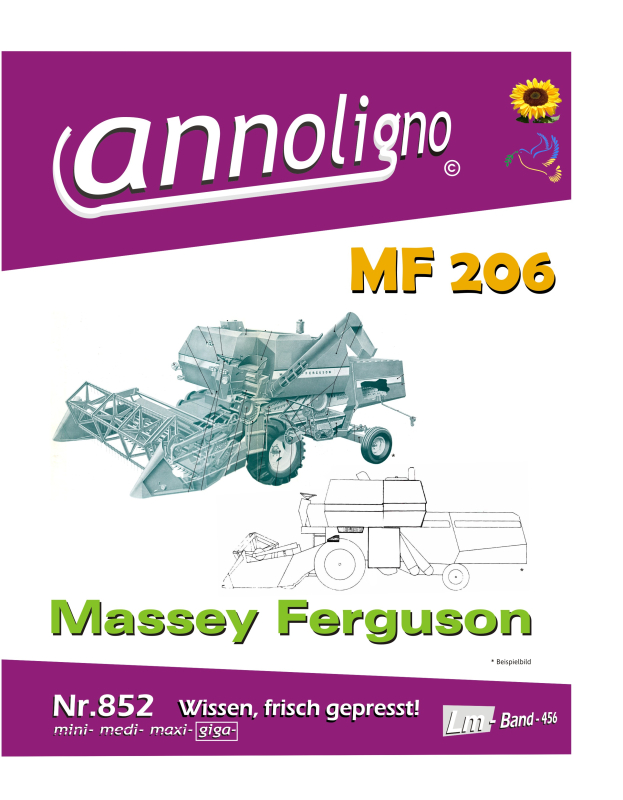 Massey Ferguson Mähdrescher Typ MF 206 Bild Ersatzteilliste mit Explosionszeichnungen in 3 Sprachen - annoligno 852